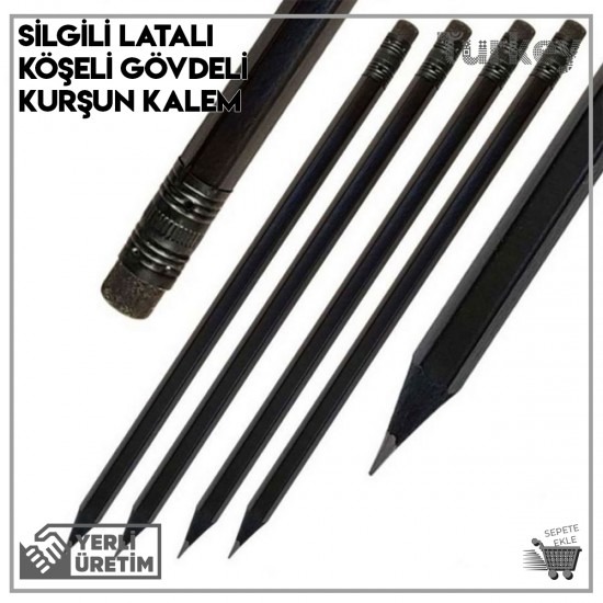 Silgili Köşeli Latalı Kurşun Kalem Gül